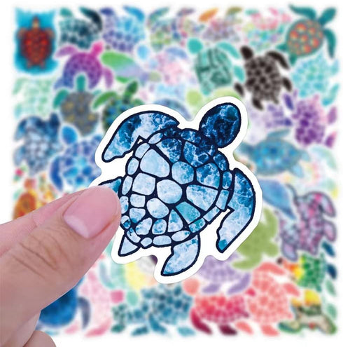Cute Cartoon Sea Turtle Stickers 50 Pcs Trendy Style Stickers Laptop Stickers Pack Cool Sticker for Pad MacBook Car Snowboard Bicycle Luggage Wate...