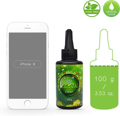 UV Resin - Improved 100g Crystal Clear Ultraviolet Curing Epoxy Resin for DIY Jewelry Making, Casting & Coating - Hard UV Glue Solar Cure Sunlight...