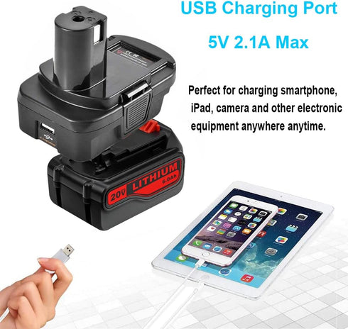 Converter for Black&Decker/Porter Cable/Stanley to Ryobi Battery Adapter, Compatible with Black&Decker/Porter Cable/Stanley 20V Lithium-Ion Batter...