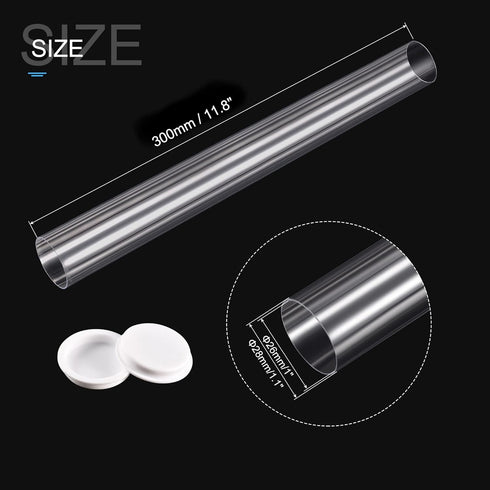 MECCANIXITY Clear Storage Tube Small Plastic Round Tubing with Caps Rigid Bottle Container 26x28x300mm/12 Inch for Item Stored...