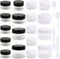 18 Pcs Makeup Travel Containers with Lids 3/5/10/15/ 20 Gram Size Cosmetic Jars with 4 Pcs Mini Spatulas and Dropper, Round Clear Wide-mouth Leak ...