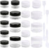 18 Pcs Makeup Travel Containers with Lids 3/5/10/15/ 20 Gram Size Cosmetic Jars with 4 Pcs Mini Spatulas and Dropper, Round Clear Wide-mouth Leak ...