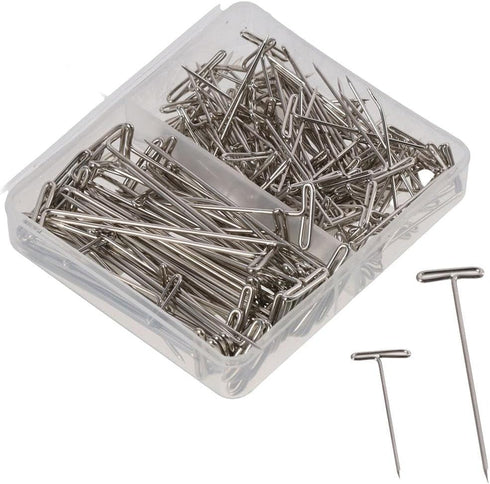 150Pcs T Pins, 1&2 Inch Sewing Pins Long Straight Pins for Foam Head with Box, Stainless Steel Wig Pins for Wigs, T Pins for Knitting Sewing, Quil...