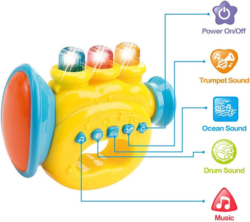 WEofferwhatYOUwant Set of 3 Trumpet, Drum and Harp Music Toys with Batteries | Musical Instruments for Baby Learning and Entertainments...