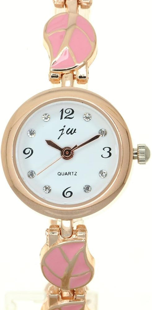 Women's Small Face Wrist Watches Limited Edition Rose Gold Watch Natural Leaf Pattern Lady Bracelet Jewelry Rhinestone Bangle Wristwatch...