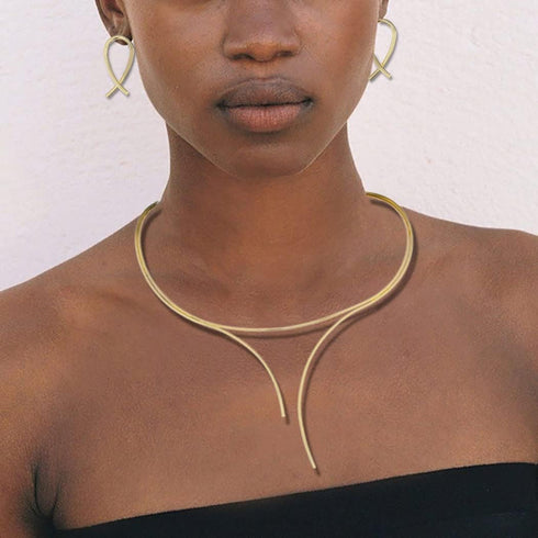Choker Necklace Earrings Set Layered Chunky Chokers Statement Collar Necklaces African Alloy Costumes Jewelry Accessories for Women...