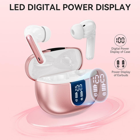 Wireless Earbuds, Bluetooth 5.3 Headphones 40Hrs Playtime Deep Bass Stereo, LED Power Display, Call Noise Canceling Headphones with Mic, IP7 Water...