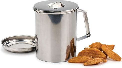 RSVPInternational Endurance Stainless Steel Fryer's Friend Pot Can, 6 Cup | For Cooking Oil, Fats, Olive Oils, Coconut Oil & More | Includes Mesh ...