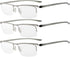 Eyekepper 3 Pairs Half-rim Reading Glasses for Men Metal Readers Silver Frame +1.25...