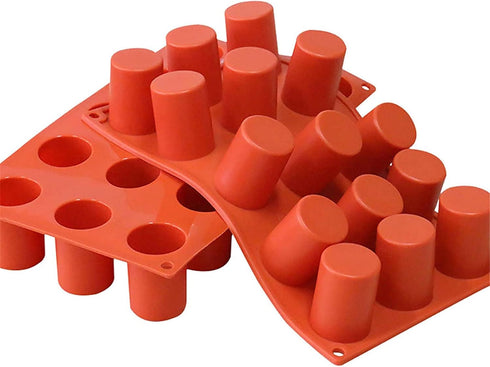TOPYS 15 Cavities Cylindrical Fondant Silicone Mold DIY Cylinder Pastry Cupcake Jelly Mousse Pan Pudding Muffin Chocolate Making Supplies Cookie S...