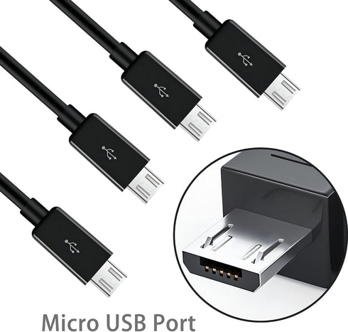 USB A to USB Micro Charging Cable, 4 in 1 Multi Charger Cable Micro USB Splitter Cable 4 Ports Micro USB 2.0 Male to Male Charging Cord 4 Connecto...