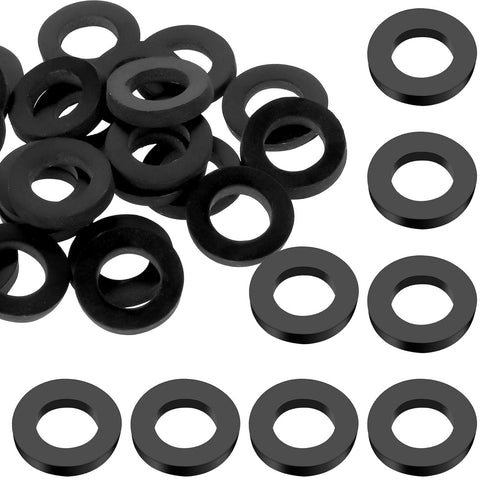 30 PCS Rubber Washers Seals Shower Hose Washers 1/2 Inch Black Flat Rubber Washers Assortment Kit Tap Sealing Rings Rubber Hose Washer for Hose Co...