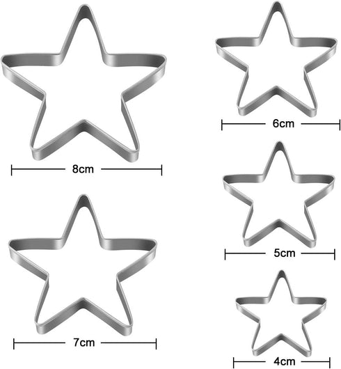 10Pcs Cookie Cutters Set Stainless Steel Biscuit Cutter Love Heart Shape and Star Shape Baking Vegetable Donuts Shape Cutters...