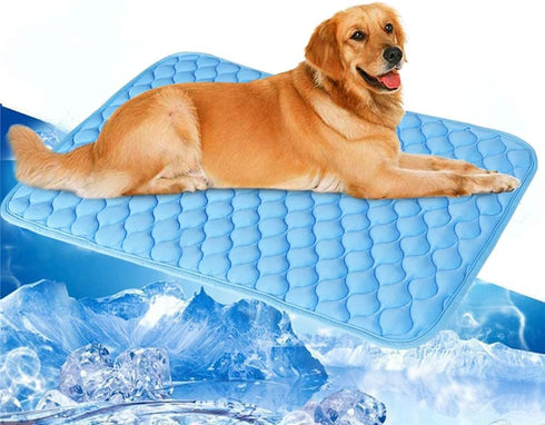 Dog Cooling Mat,Non-Toxic Cooling Pad & Easy Clean,Foldable Pet Cooling Mat,Portable Pet Cooling Mat for Outdoor, Materials Safe, Easy Carry (Blue...