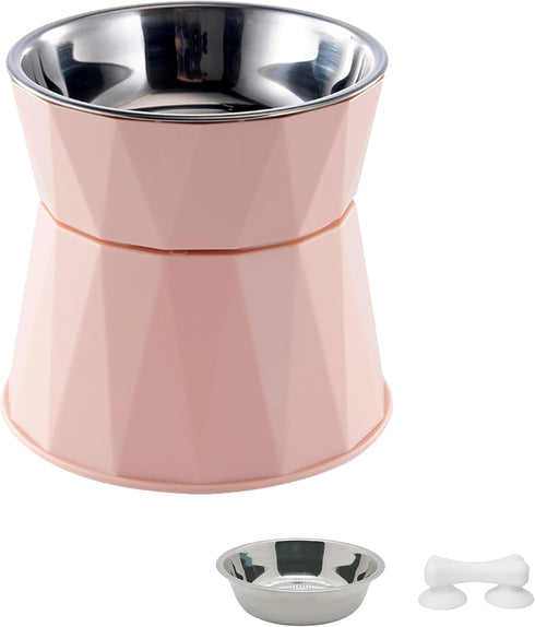 Elevated Dog Bowls for Small Dogs with 3 Adjustale Heights,2 in 1 Raised Dog Bowl with Non-Slip Base for Food and Water,Stainless Steel Slow Feed ...