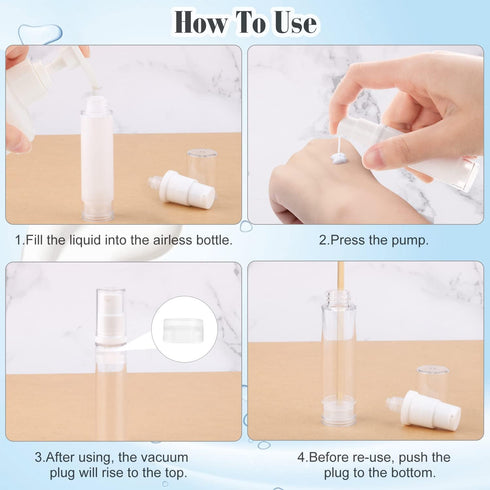 20Pcs 10ml/0.34oz Airless Pump Bottle Refillable Plastic Airless Vacuum Dispenser Portable Clear Cosmetic Sample Vial Container Jars for Lotion Em...