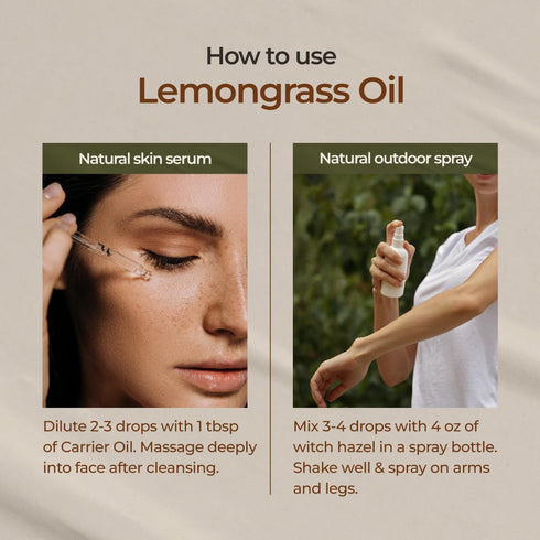 Gya Labs Lemongrass Essential Oil for Diffuser - 0.34 Fl Oz - 100% Pure Natural Lemongrass Oil for Hair, Skin, Herbaceous, Candle Making - Earthy ...
