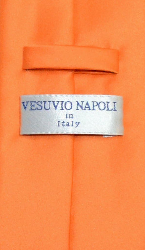 Vesuvio Napoli NeckTie Solid ORANGE Color Men's Neck Tie...