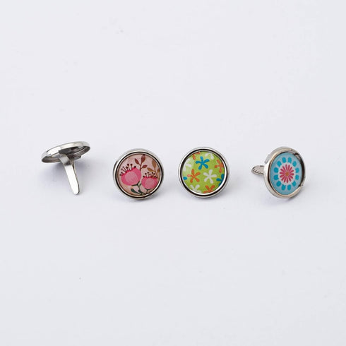 (100 Pieces) Metal Cute Decorative Brads (12mm) – Mixed Mini Small Round Head Brass Paper Fasteners with Split Pins for Scrapbooking, DIY Crafts, ...