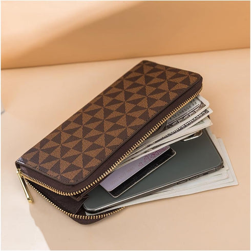 Women's wallet Large capacity travel zipper wallet multi card men's mobile phone change wallet (Black)...
