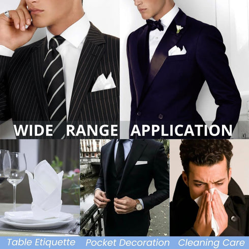 12 Pack Men's Handkerchiefs White Handkerchiefs for Men Solid Color Mens Hankies Gents Hankerchieves with Stripe for Wedding Party...