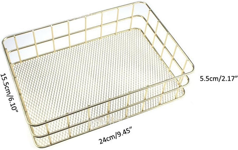 Golden Metal Wire Cabinet Organizer Storage Organizer Bin Basket Tray - for Kitchen Pantry Pantry Fridge, Closets, Garage Laundry Bathroom 9.45"X6...