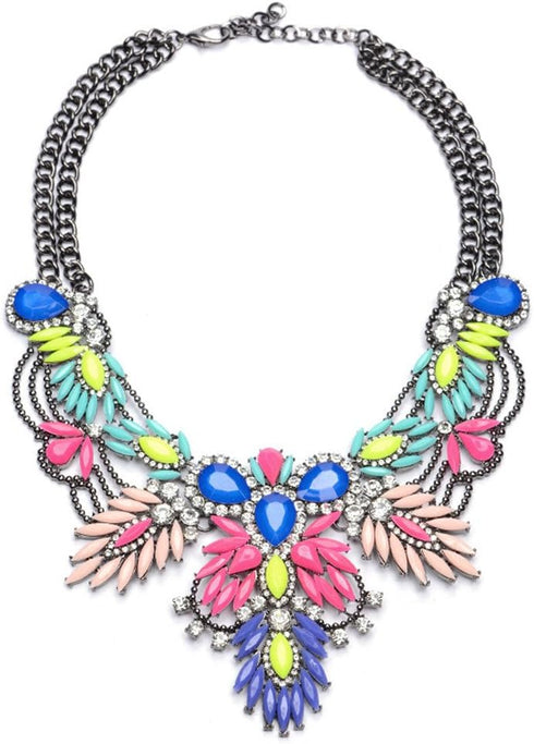 Lovage Colorful Resin Bubble Bib Statement Necklace Bohemian Chunky Collar Jewelry...