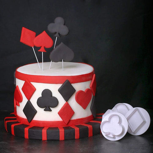 4Pcs/Set Poker Playing Bridge Plastic Cookie Cutter Playing Card Fondant Cutter (Spade, Club, Diamond, and Heart)...