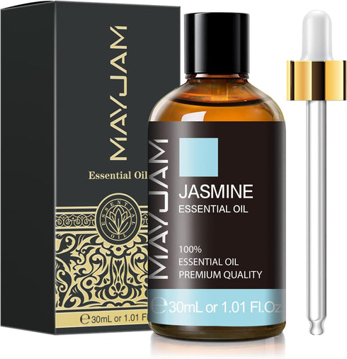 Jasmine Essential Oil 30ML/ 1.01FL.OZ, MAYJAM Pure Jasmine Oil Aromatherapy Essential Oil for Massage, DIY Soap, Ideal for Home Yoga Use...