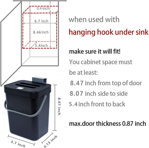 Compost Caddy, Mini Countertop Trash Can, Compact Waste Basket Garbage Can, Compost Caddy Small Trash Bin with Lid for Desk/Office/Kitchen, 3L/0.8...