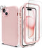 Coolwee Full Body Protective Hybrid 3 in 1 Rugged for iPhone 15 Coral Pink Case - 6.1 inch, Heavy Duty Shockproof for Women with Camera & Screen P...