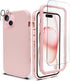 Coolwee Full Body Protective Hybrid 3 in 1 Rugged for iPhone 15 Coral Pink Case - 6.1 inch, Heavy Duty Shockproof for Women with Camera & Screen P...