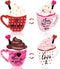 2 Pieces Valentines Day Wooden Coffee Sign Double Side Coffee Cup Table Sign Drinks Tabletop Decoration for Valentines Day Holidays Wed...