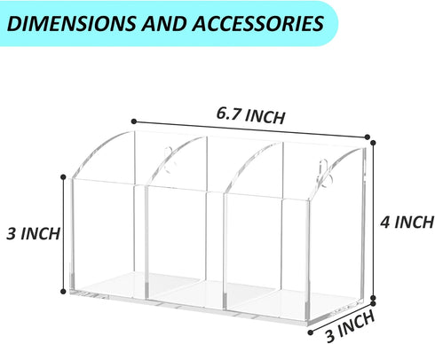 Acrylic Pen Holder Box 3 Compartments, Clear Pencil Storage Organizer for Desk or Wall, Acrylic Organizer Holder for Pens, Office Desk Accessories...