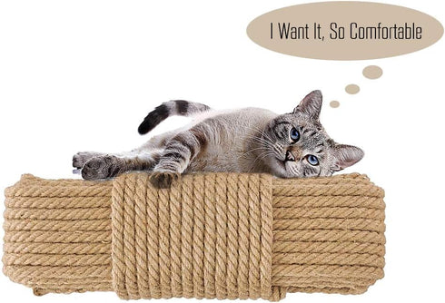 Aoneky Replacement Cat Scratching Post Sisal Rope - Hemp Rope for Cat Tree and Tower (1/4'' 66 Ft)...