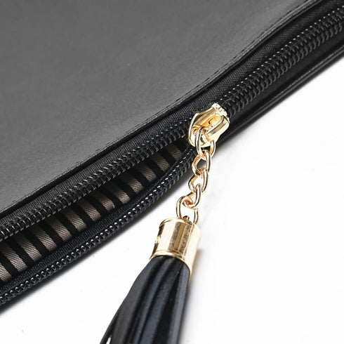 Makeup Bag for Purse,Set of 2 Leather Zipper Makeup Pouch with Makeup Brush Bag Cute Makeup Bags for Women Travel (Black)...
