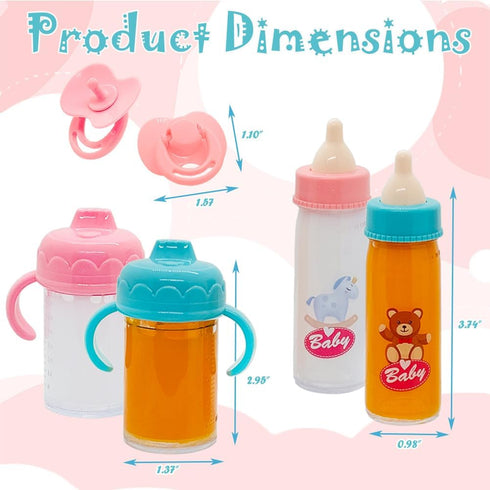 Baby Doll bottle Accessories Toys Baby Doll Magic bottles Playset Disappearing Bottles with Pacifier for Little Girls (small set(for 8-12" doll))...