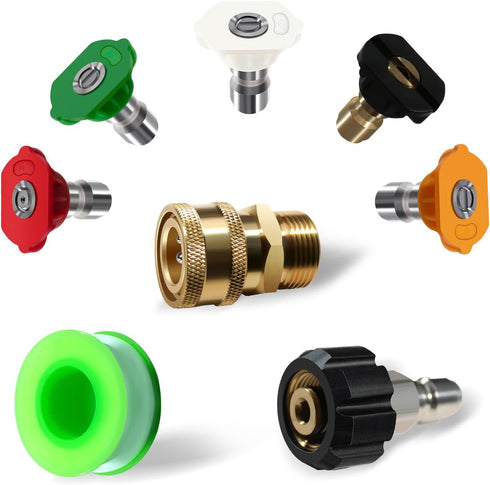 Pressure Washer Nozzle Tips, 5 Pack Tip Attachments Multiple Degrees Nozzles For 1/4 Inch Power Washer Wand, 4000 PSI 2.5 GPM, Quick Connect Fitti...