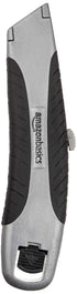 Amazon Basics Soft Grip Retractable Utility Knife with 3 Blades, Black/Silver...
