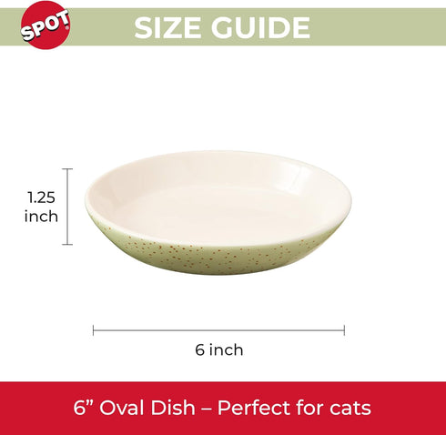 SPOT by Ethical Products - Heavy Ceramic High Gloss Dog Bowl Cat Bowl Durable Dog Food and Water Pet Dish - Dishwasher Safe - SPECKLED OVAL CAT DI...