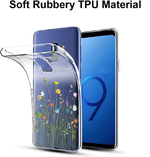 Unov Case for Galaxy S9 Plus Clear with Design Soft TPU Shock Absorption Slim Embossed Floral Pattern Protective Back Cover (Flower Bouquet)...