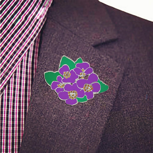 African Black Lady Social Floral Violet Pin Purple Flower Brooch Women Jewelry Gifts...