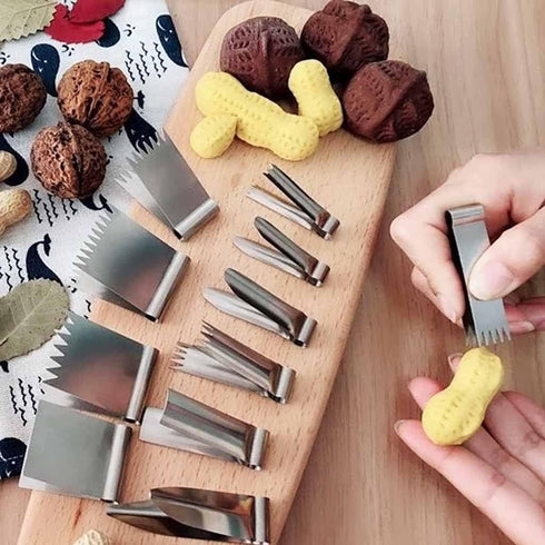 Silver Stainless Steel Stainless Steel Walnut Clip Baking Bread Dessert Pastry Decoration Peanut Engraving Mold Cake Bun Decorating Tool Walnut Cl...