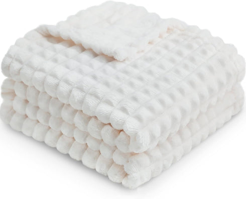 HOMRITAR Baby Blanket for Boys Girls Fleece Super Soft Plush Fuzzy Cozy Toddler Blanket with Square 3D Jacquard Grid Design Luxury Lightweight Bed...