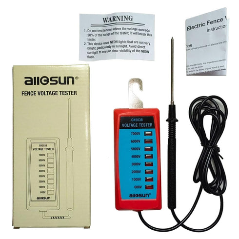 ALLOSUN GK503B NEON Electric Fence Voltage Tester and Fault Finder Max 7 kV, NOT LED, Red...