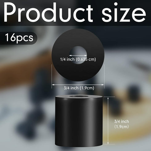 Fabbay Multi Purpose Rubber Spacer Black Rubber Bushings 3/4 Inch OD x 1/4 Inch ID x 3/4 Inch Grommets Rubber Washers for Vibration, Bolts, Home, ...