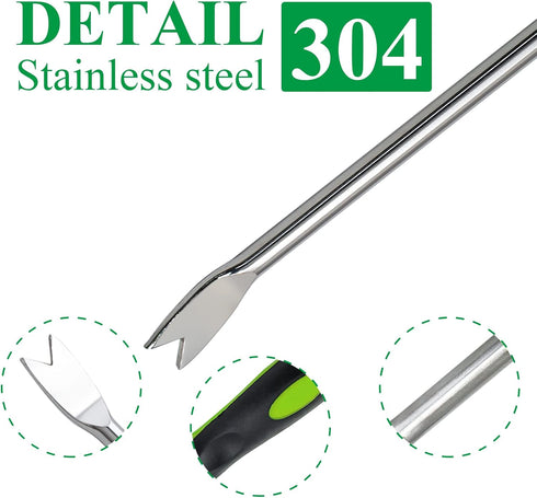 2 Pieces Hand Weed Puller Tool, Stainless Steel Pronged Garden Weed Remover Tool, Garden Weeder Tool for Lawn Farmland Transplant Gardening Plant ...