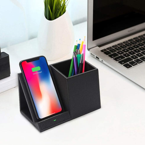 COSOOS Fast Wireless Charger with Desk Organizer, Desk Phone Charger Compatible with 15/15 Pro/15 Pro Max/14/13/12/11/XS/8 Plus, Galaxy S21/S20+/S...