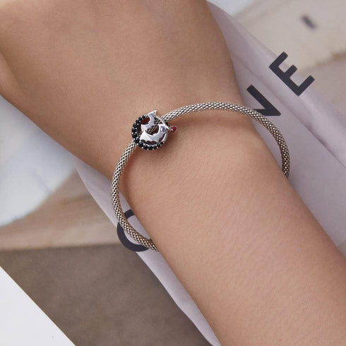 Bat Bead Charms for Bracelets 925 Sterling Silver Animal Charm Paved with Cubic Zirconia Black Bat Charm for Women Halloween Charms Jewelry...