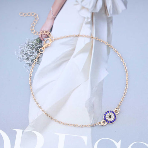 Gothic Sapphire Evil Eye Anklet Cz Evil Eye Anklet Bracelet Adjustable Luck Eye Anklet Foot Chain Gold Turkish Eye Anklet Chain Summer Beach Ankle...